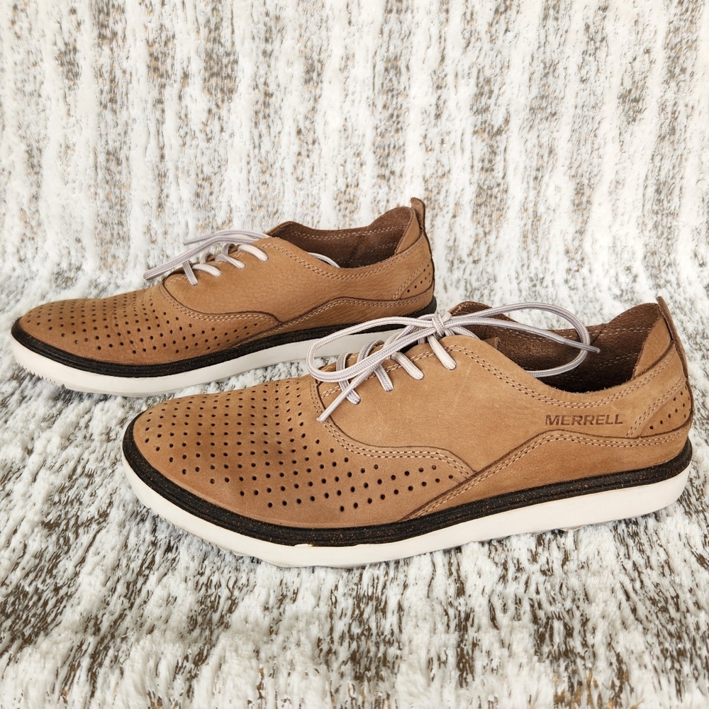 Merrell "Around Town Lace Air" Lace-Up Comfort Cork Shoes Tan | Women’s Size 7 - Picture 3 of 13